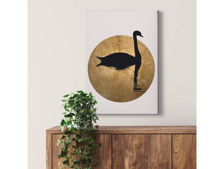 Impression sur toile Swan Lake Gold Polyester PVC / Épicéa Noir 50 x 70cm