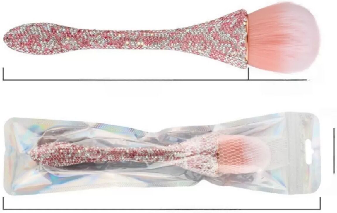 INF Pinceau à Poussière d'Ongles Taille Large avec Strass, Pinceau de Maquillage Multi-Usage Rose