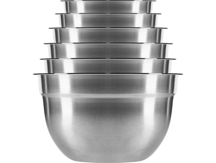 Krumble Beslagkom set - Bakgerei - Bakspullen - Beslagkommen - Mengschalen - Mengkommen - Slakom set - Set van 6 inclusief deksel - Vaatwasserbestendig - RVS - Inhoud: 1.5L\, 2L\, 2.5L\, 3L\, 4L en 5L - Grijs / Zilver