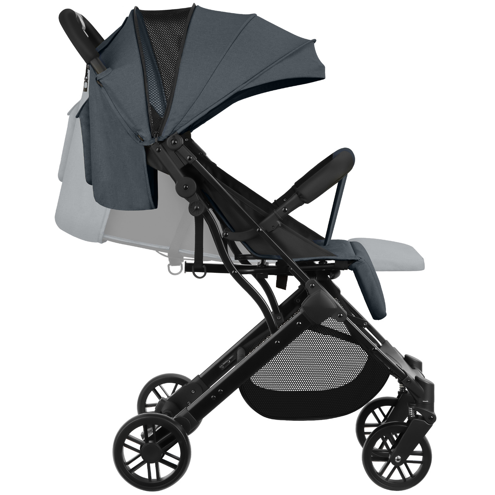 TecTake Buggy-kinderwagen Finn, opvouwbaar met 5-puntsgordel, antraciet