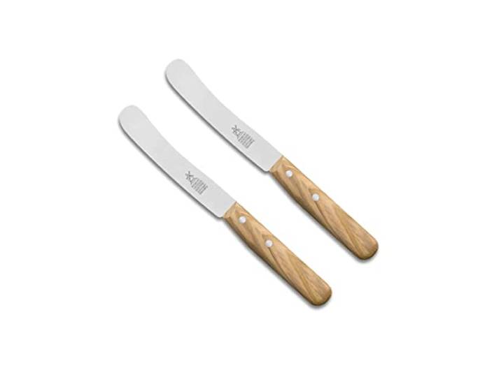 Neustanlo 2 Stück Buckels Messer Tafelmesser Tischmesser Solingen (Olivenholz)