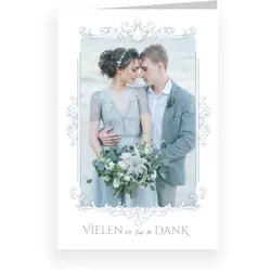 Dankeskarte Hochzeit: Etwas Blaues mit Fotos in Weiß