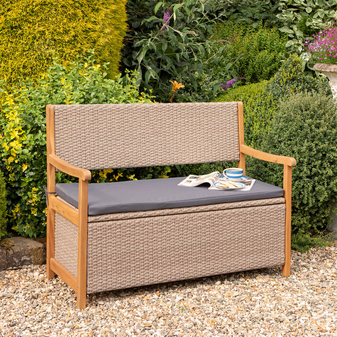 Rowlinson Alderley Rattan Storage Bench - Natural Brown 90cm H X 120cm W X 60cm D