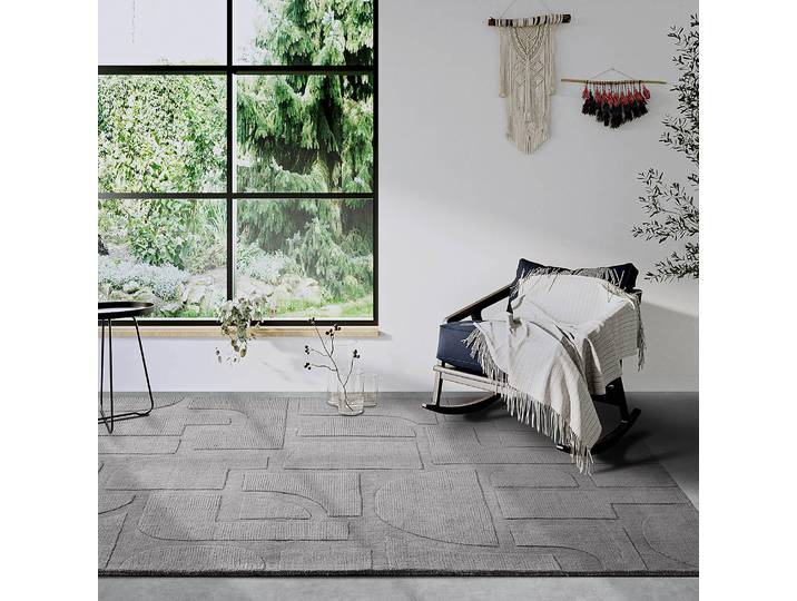 Tapis en laine Alexis Gris/Gris 80 x 150cm Laine/Coton