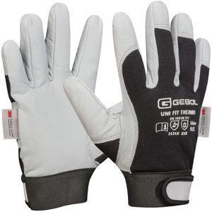 Gebol Arbeitshandschuhe Uni Fit Thermo, 709340, Echt Leder, schwarz-weiß, Größe 10 / XL