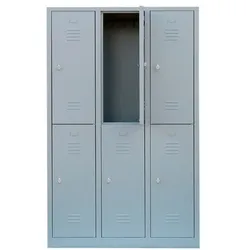 Lüllmann Garderobenschrank - 3 Abteile - 6 Schließfächer grau