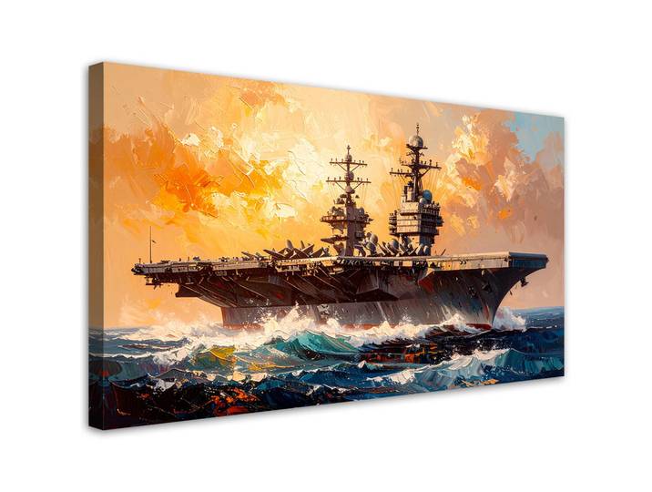 Feeby Leinwandbild Flugzeugträger auf See 120x60cm, Beige, Fahrzeuge, Rechteckig, 120x60 cm, Bilder & Rahmen, Bilder, Leinwandbilder