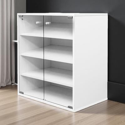 ZWYO HOSIMU Wooden Shoe Cabinet with Glass Door and RGB LED Light