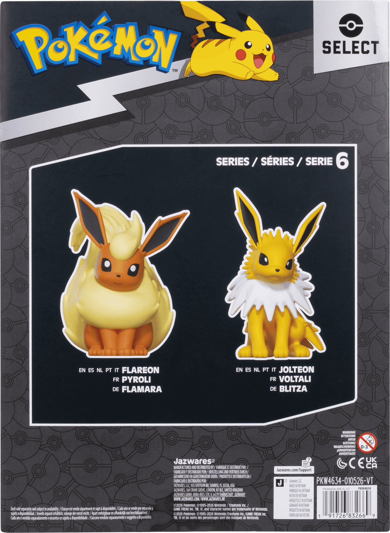 Jazwares Pokémon Select Flareon Deluxe Vinyl Figure - 10 cm Tall - Officially Licensed Collectible for Ages 4 and Up