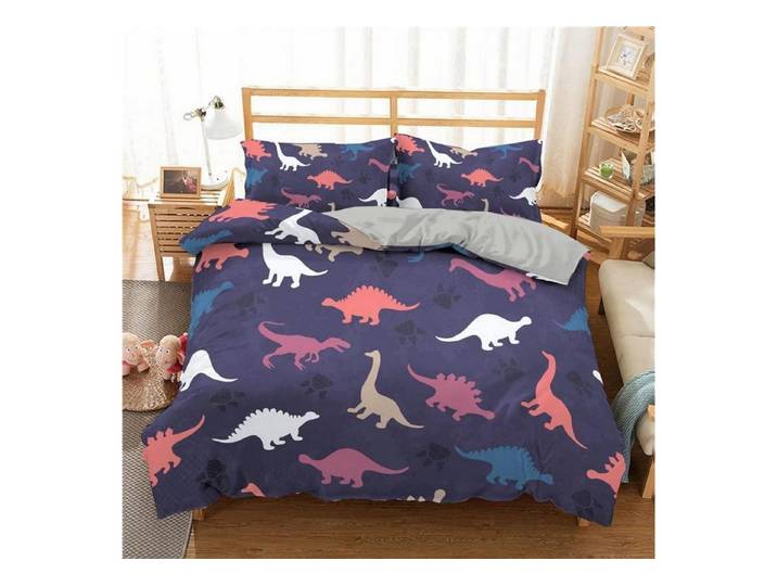 LuxusKollektion Kinderbettwäsche Bettwäsche Set Dino 220x240cm + 2x Kissenbezug 80x80cm
