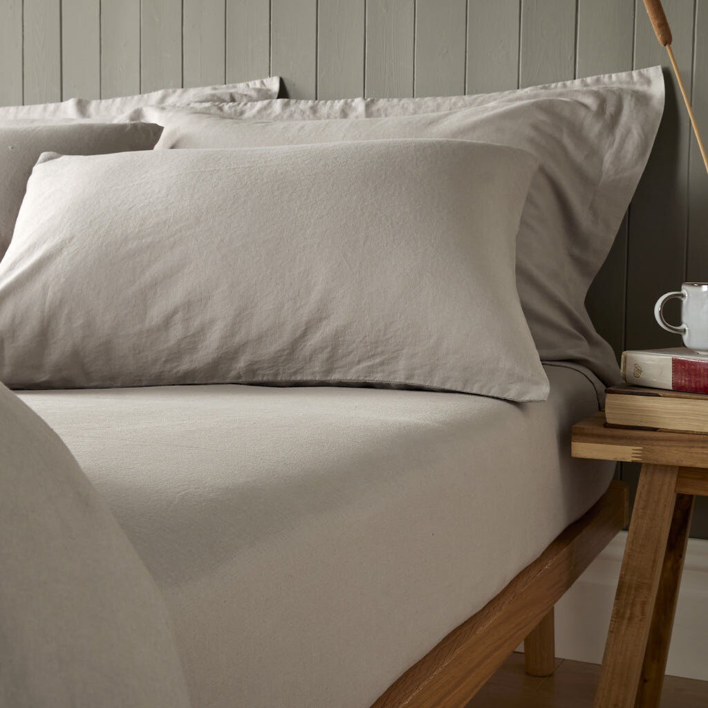 17 Stories Syvester Linen Blend Standard Fitted Sheet Stone Kingsize (5')