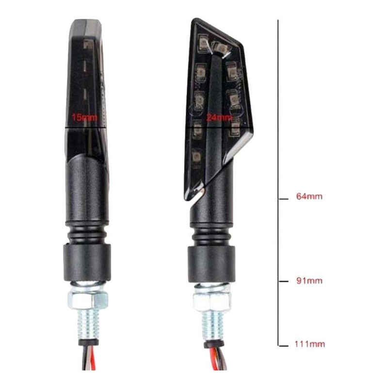 Clignotants Blackway Pegase led noir avec feu stop et feu arrière int