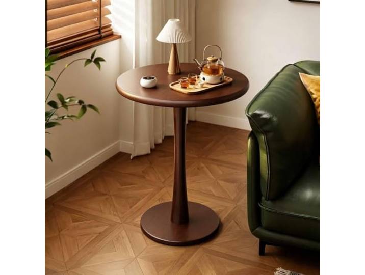KAFHGEIN Runder Beistelltisch aus Massivholz für Sofa und Schlafzimmer Vielseitiger Beistelltisch mit dekorativem Runddesign für Getränke, Pflanzen und Wohnaccessoires