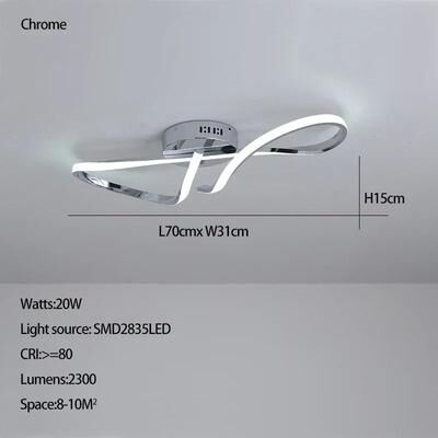 Uplifted Goods Modern LED Ceiling Light For Indoor Stylish Illumination chrome l68x28cm dimmable With Remote