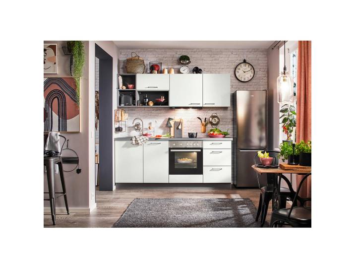 Express Küchenleerblock, Weiß, nur wie online abgebildet bestellbar, 205 cm, Made in Germany, in den Filialen seitenverkehrt erhältlich, vormontierter Korpus, Küchen, Küchenzeilen & Küchenblöcke, Küchenzeilen ohne Geräte