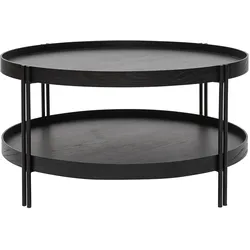 Runder Couchtisch aus Eiche schwarz und Metall D80 cm TWICE