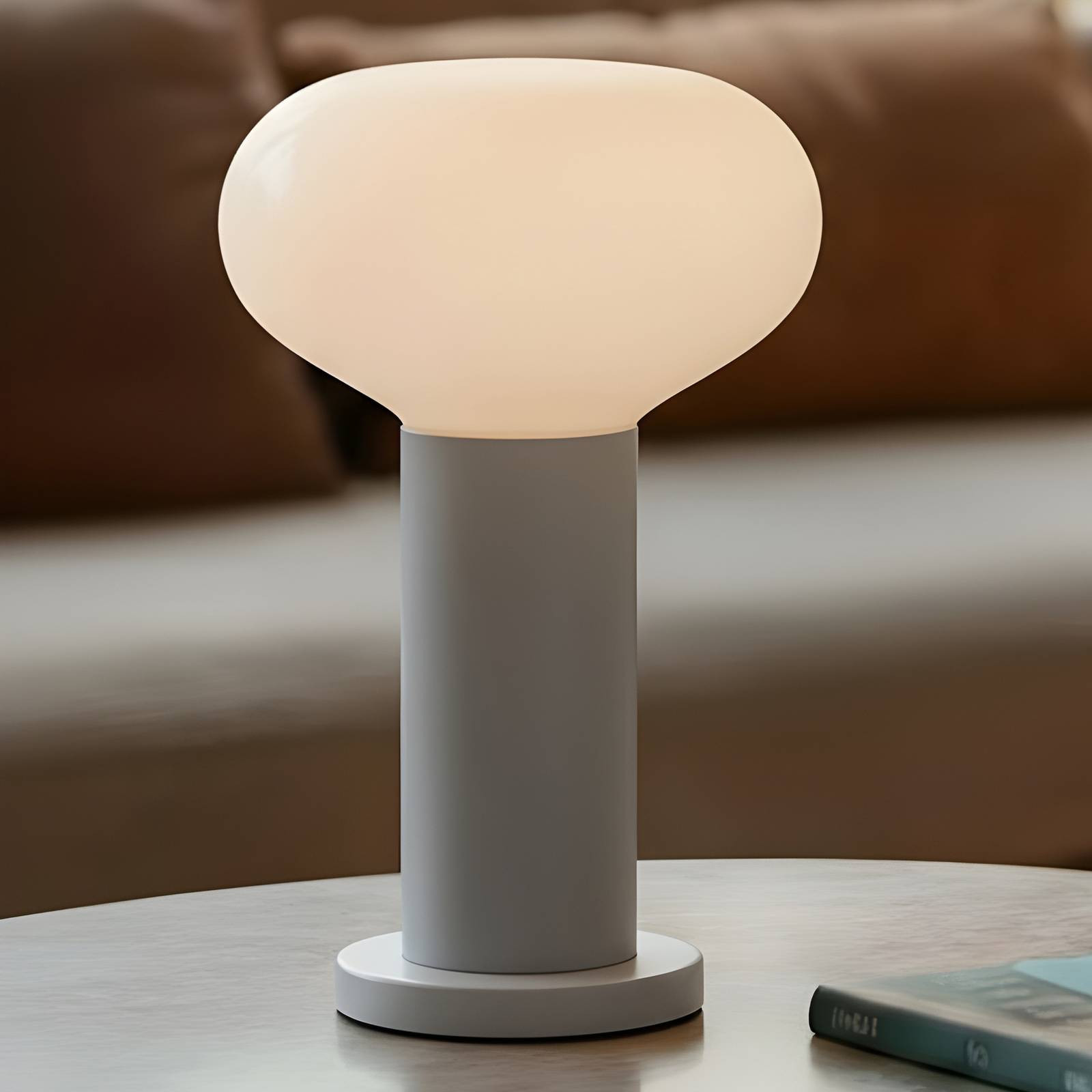 ALDEX Flo design tafellamp grijs metaal en glas Ø 19 cm