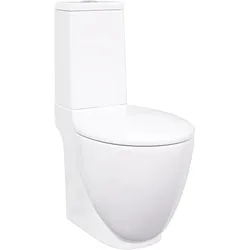 vidaXL WC Keramik-Toilette Badezimmer Rund Senkrechter Abgang Weiß