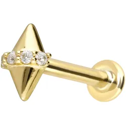 14 Karat Gold Labret mit Innengewinde MOISSANITE + 2 SPITZEN