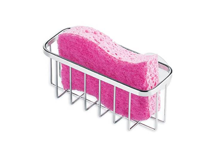 iDesign 84702 Gia sponshouder, spoelbak-organizer van roestvrij staal voor spons- en pannenkrassen, zilverkleurig