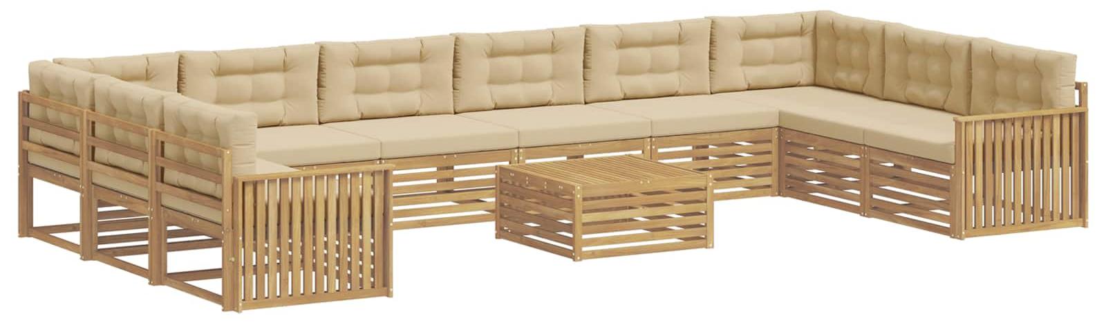 Modulares Gartenmöbel-Set aus Akazienholz, Latten-Design, 11-teilig, wetterfest, 10-Sitzer