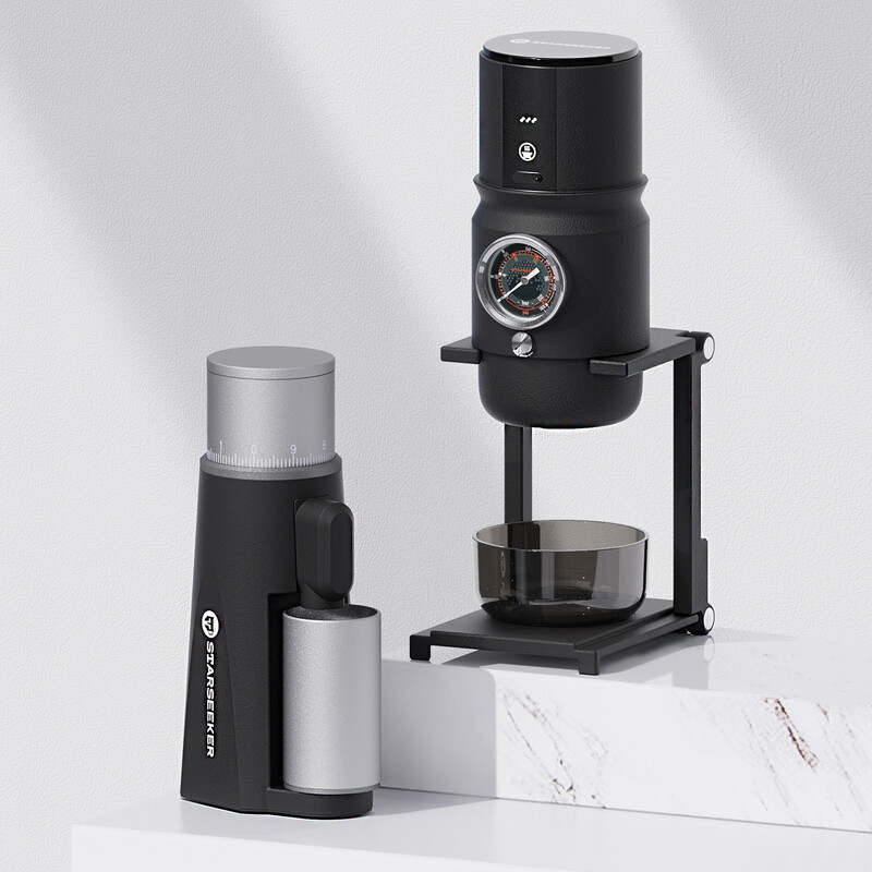 Starseeker set met EDGEmini draagbare draadloze elektrische koffiemolen en Super58 draagbare espressomachine