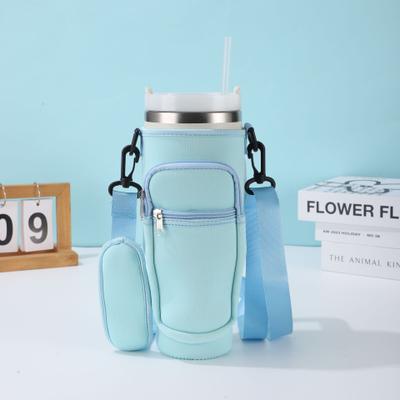 Combo Retail Shop Large Capacity CarCup Sleeves, Diving Fabric Ice Cup Sleeves, Handle Sleeves With Slanted Shoulder Straps, Availabl sky Blue