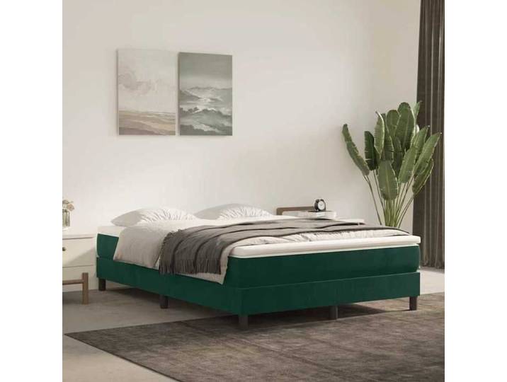 Cadre à lattes vert foncé 140x190 cm velours sans matelas cadre intermédiaire velouté original pour chambre adulte