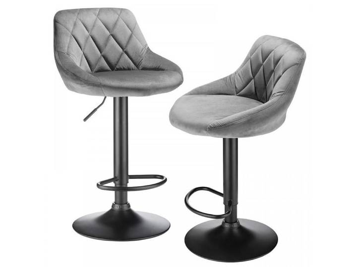 2 X Tabourets de Bar - Chaise de Cuisine en Velours piétement - Tabourets de Salle - Tabouret de Bistrot - Réglable