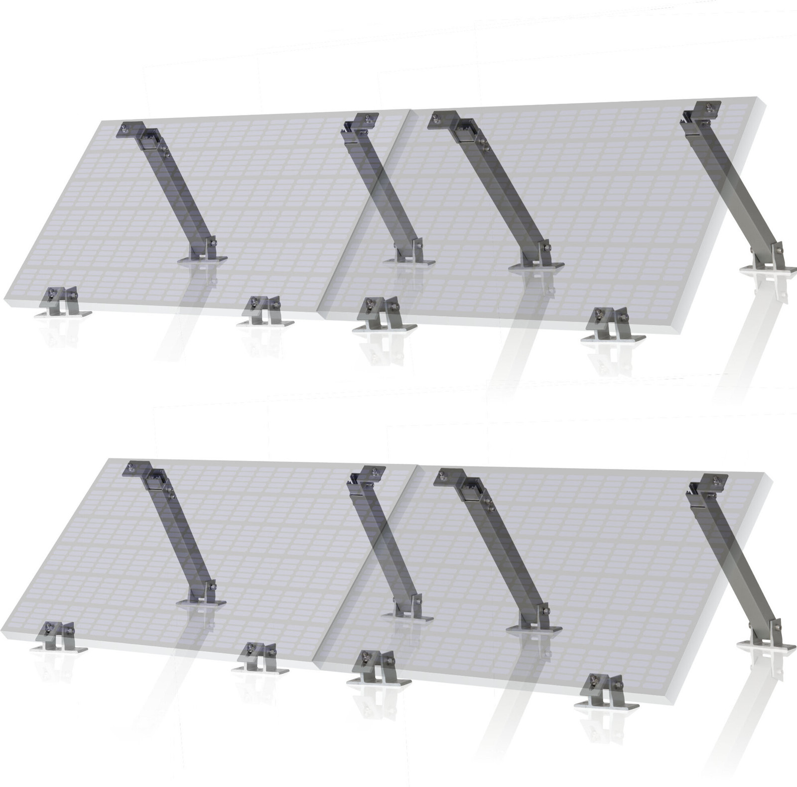Zelsius universele zonnepaneelhouder, verstelbare hoek, aluminium montageset voor vier panelen