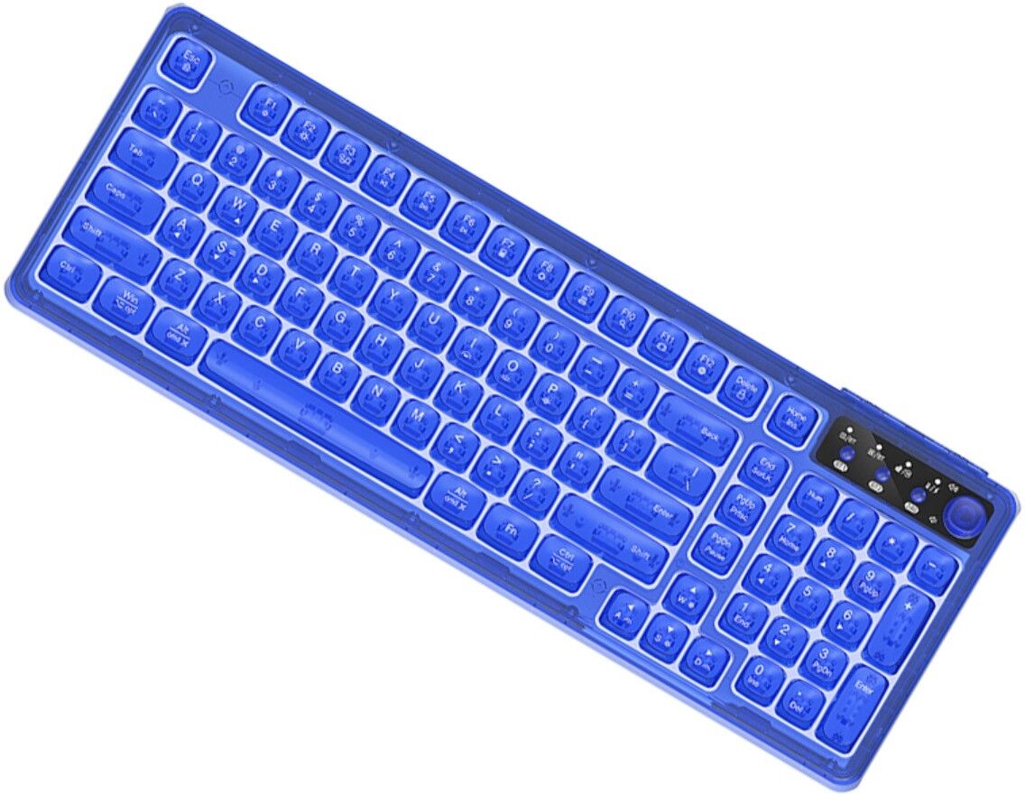 INF Dreimodus-Tastatur — 99-Tasten RGB-Hintergrundbeleuchtung, Type-C-Kabel, Bluetooth & 2.4G kabellos mit Blau