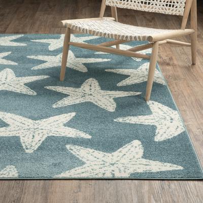 ROW Quinn Coastal Star Fish Blue/ Ivory Area Rug