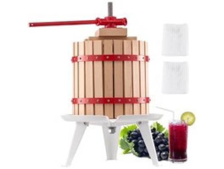 VEVOR Pressoir à Fruits Manuel 12 L, Presse à Vin avec Panier en Bois Massif avec 8 Blocs, Presse-agrumes avec Poignée, Presse à Jus, Raisin, Cidre de Pomme, Miel pour la Cuisine et la Maison