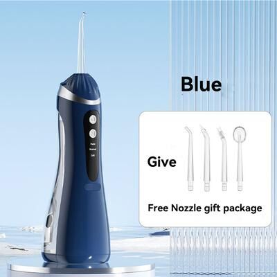 Daily Deals Depot Portable Dental Water Flosser, Waterproof Oral Irrigator With Cleaning Modes, Rechargeable Jet Floss For Teeth Whitening blue