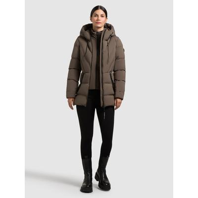 Steppjacke KHUJO "RABB 2IN1 (EINSATZ HERAUSNEHMBAR)", Damen, Gr. XL, dull grün, 100% Polyester, unifarben, regular fit hüftlang, eingesetzt elastischer Bund mit Windstopper, Jacken Steppjacke