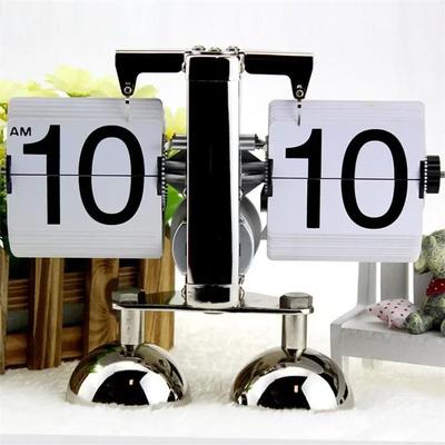 Uplift Picks Nordic Retro Automatic Flip Desk Clock With Large Number Display white Both Feet