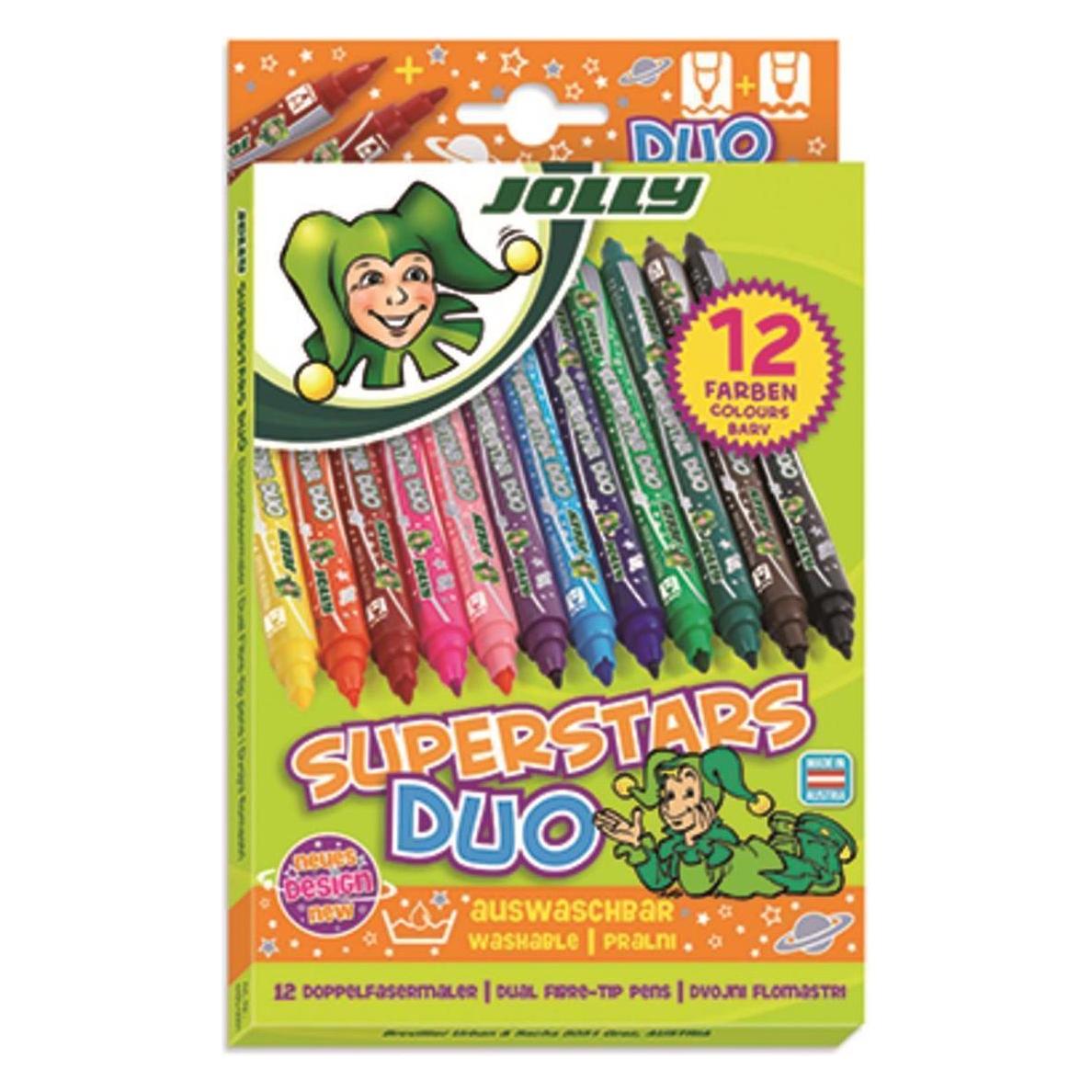 Jolly Superstar DUO Fasermaler Eine dicke und eine dünne Spitze Hochwertiger Filzstift Auswaschbar 1 (1x) (4425-0001)
