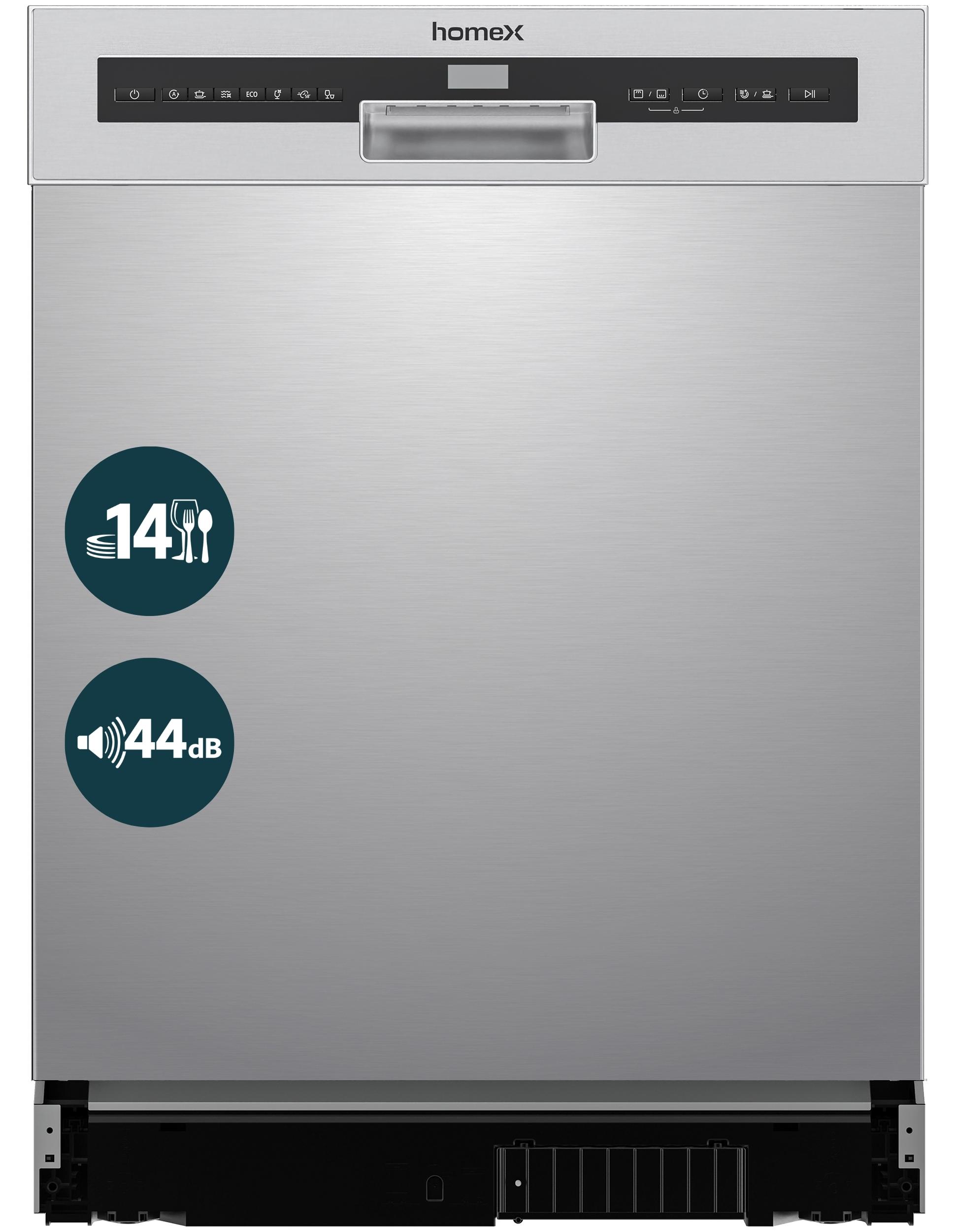 homeX DWBU601444C Geschirrspüler 60 cm Unterbau, Spülmaschine - 14 Maßgedecke, 7 Programme, AquaStop, unterbaufähig