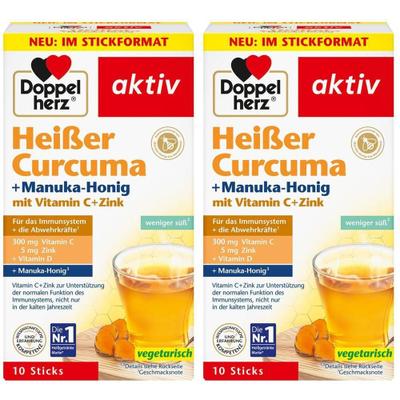 Doppelherz heißer Curcuma+Manuka-Honig Granulat 2x 2x10 St