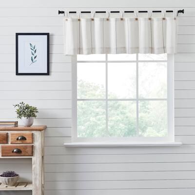 VHC Brands Stitched Burlap White Valance 16x72 - M