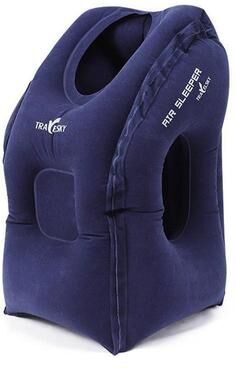 Inspired Deals Inflatable Travel Pillow For Airplanes, Office Naps & Neck Support Navy