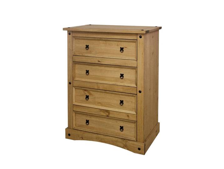 Mid.you Kommode, Natur, Honig, Holz, Kiefer, massiv, 4 Schublade(n) Schubladen, 90x122x48 cm, Holzmöbel, Kleinmöbel Holz, Holzkommoden