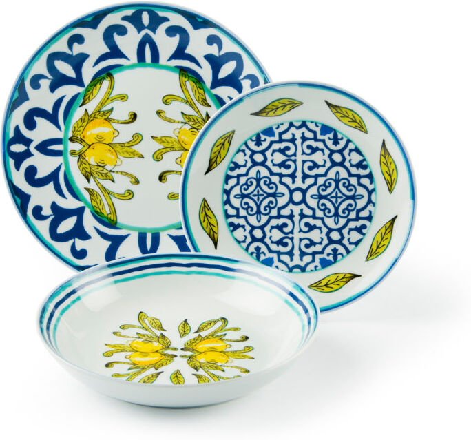 Excelsa Amalfi Porcelain China Dinnerware Set 18 Piece - Service for 6 Yellow;Blue 18