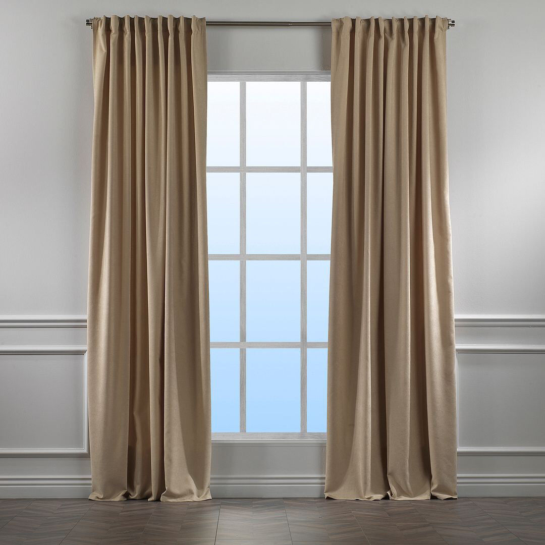 Noine Home Deco Room Darkening Single Curtain Panel Beige 130cm Width x 225cm Drop