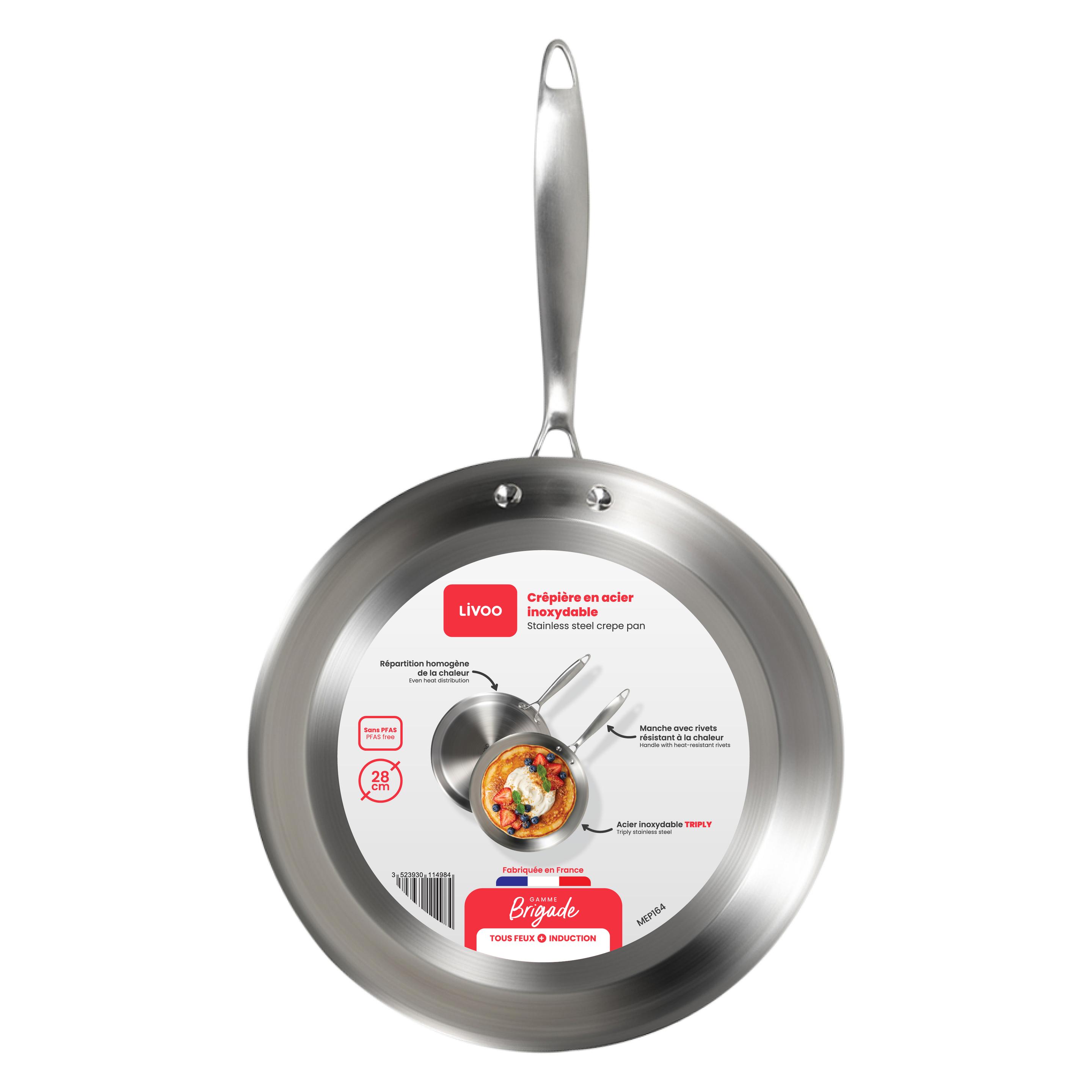 Livoo Brigade - Pfanne aus Edelstahl 28 cm (Bratpfanne, Aluminium, 28 x 2.50 cm) (70555841)