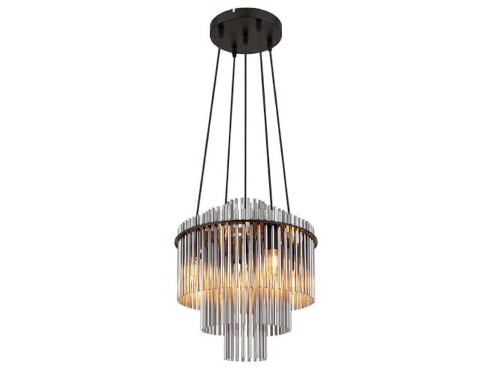 GLOBO LIGHTING Kronleuchter Hängelampe Wohnzimmerleuchte E14 Glasstäbe rauch schwarz