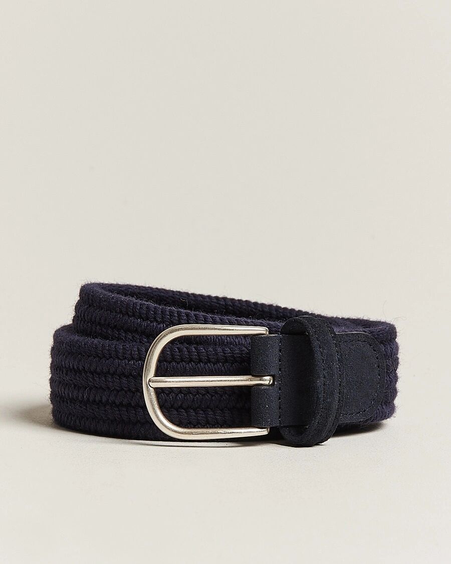 Anderson's Braided Wool Belt Navy
