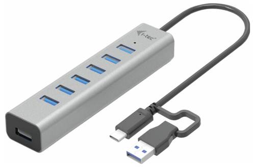 I-tec C31HUBMETAL703 USB-Hub 7 Port USB-A USB 3.2 Gen1 5 GBit/s mit USB-C Stecker Grau USB-C Charging Metal HUB 7 Port