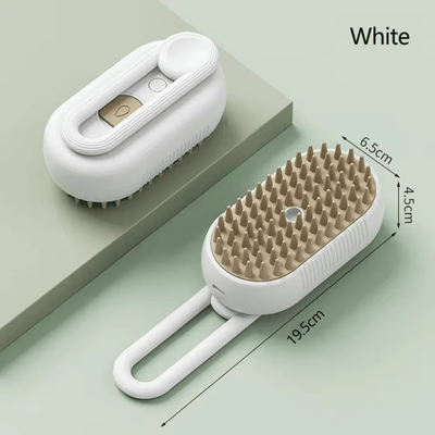 Inspire Curations 3 in 1 Rechargeable Pet Steam Brush For Grooming, Massage & Deshedding white