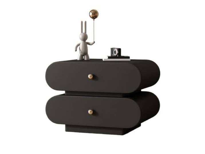 xiuling4568 Schwarzer Nachttisch mit 2 Schubladen, Kleiner Nachttisch, Sofaseite aus Holz for Schlafzimmer, Arbeitszimmer und Räume(Medium)